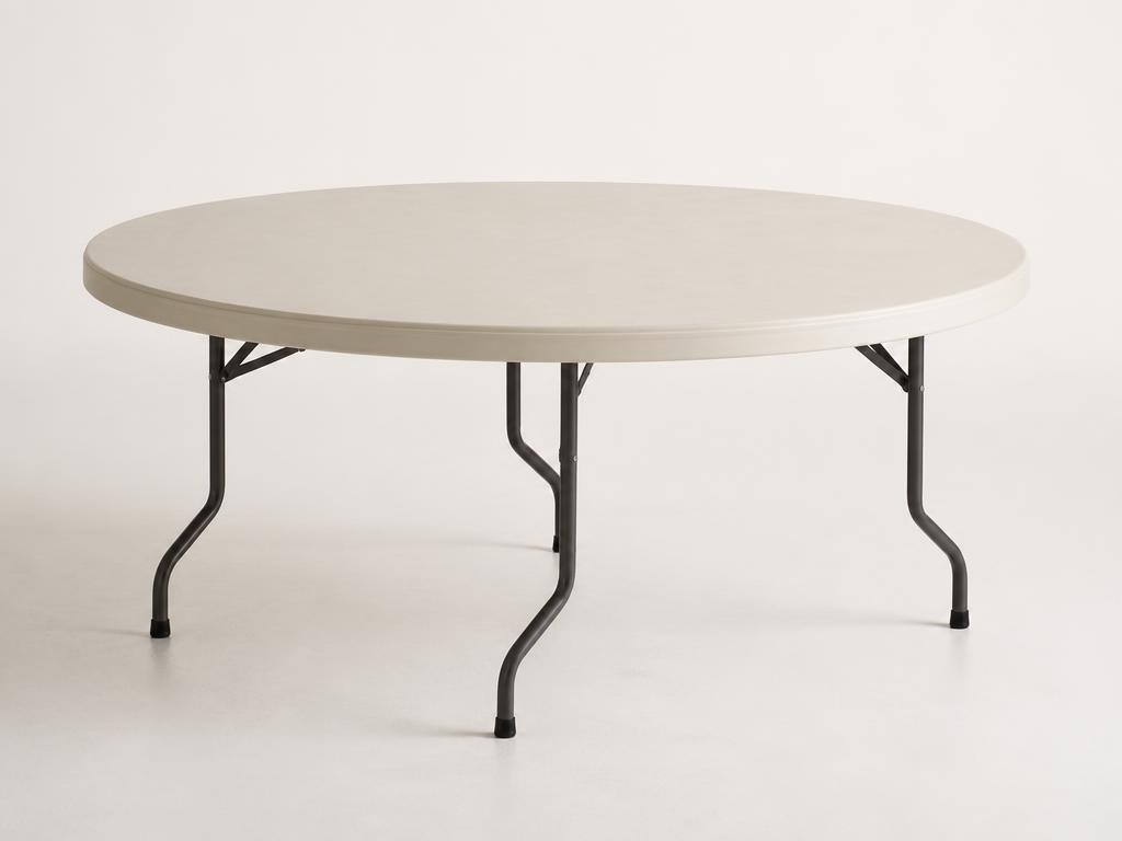 A 60 inch round banquet folding table