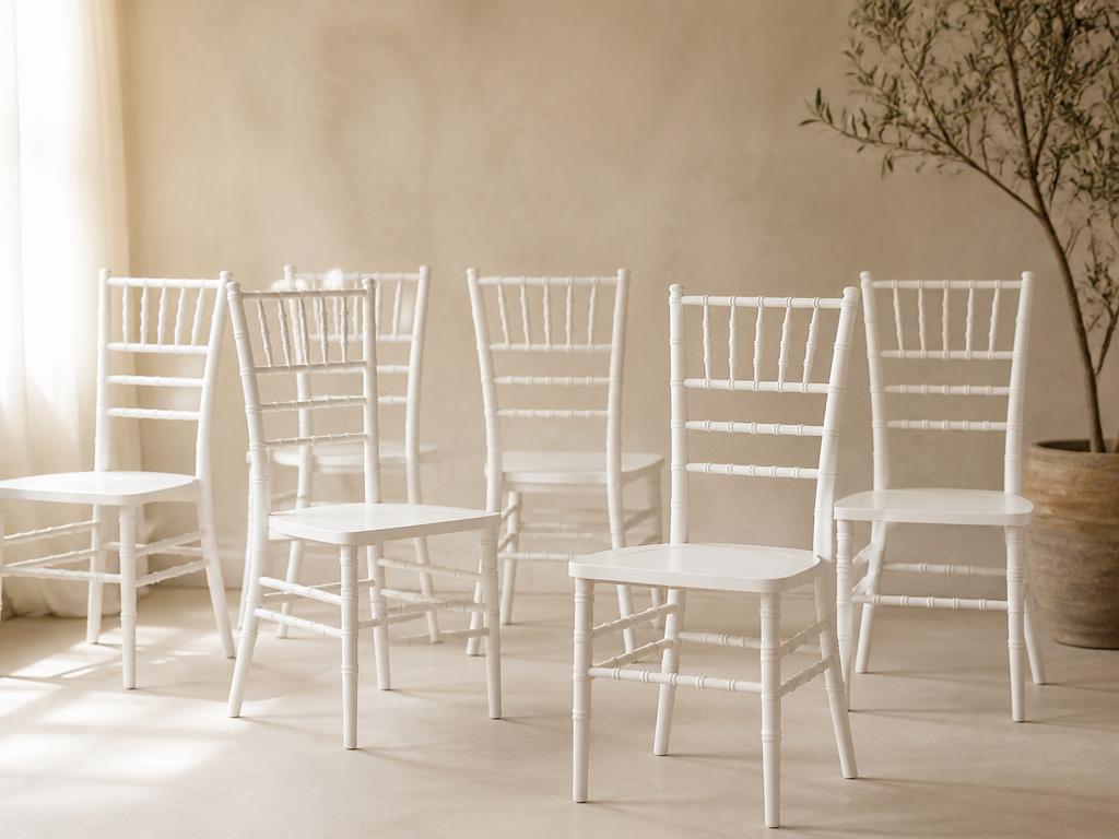White Chiavari chairs without cushions
